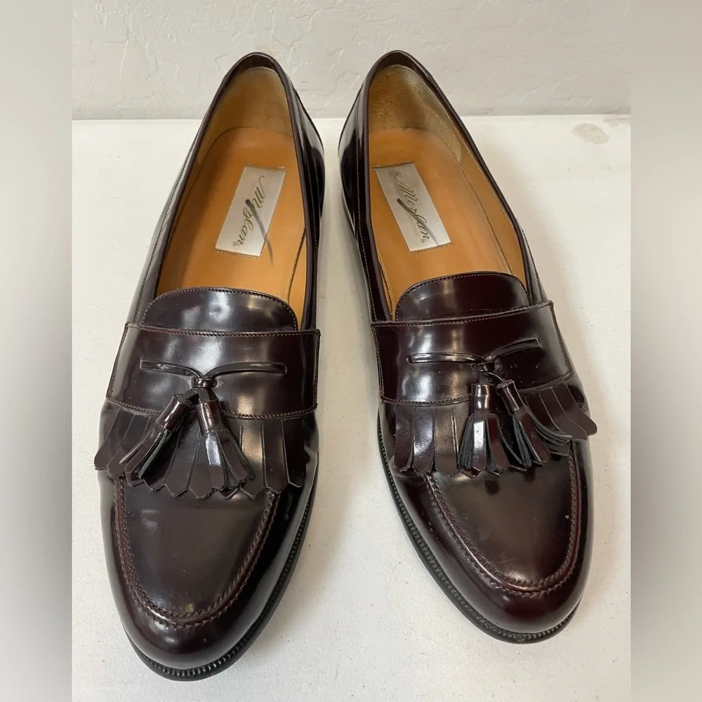 MEZLAN Made in Spain SANTANDER‎  Tasseled Kiltie Loafer in Cordovan 9 1/2 M $325